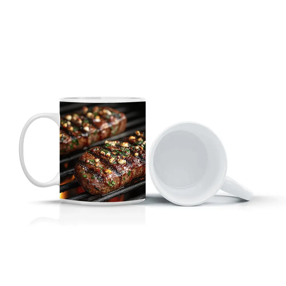 Grilled Steaks Over Open Flame Grill – Mugs