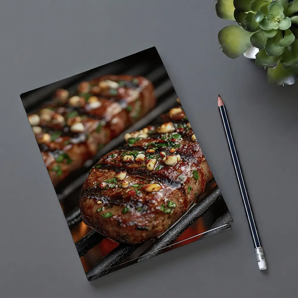 Grilled Steaks Over Open Flame Grill – Notebooks