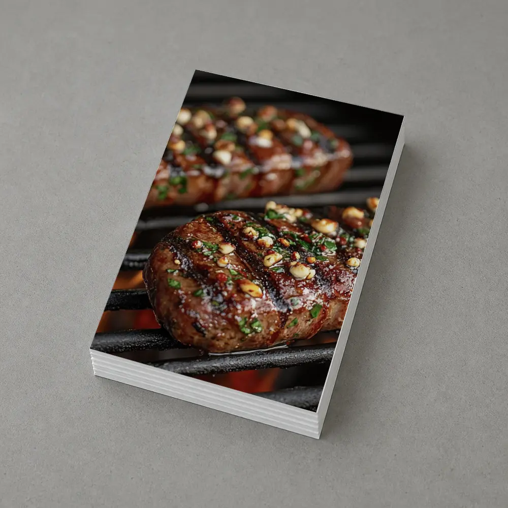 Grilled Steaks Over Open Flame Grill – Postcards