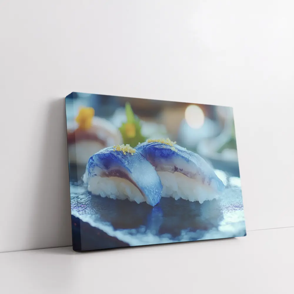 Blue Nigiri Sushi On Dark Slate – Wall Art