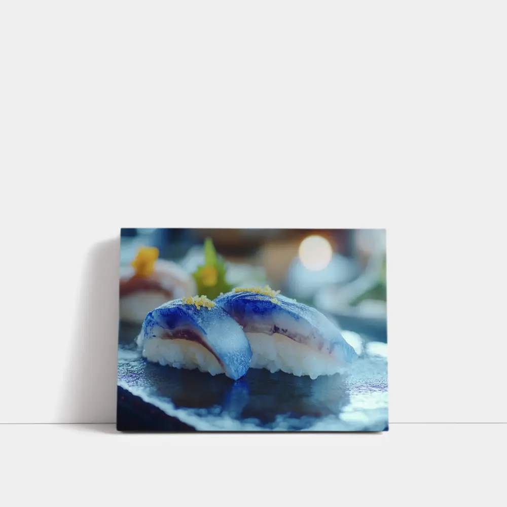 Blue Nigiri Sushi On Dark Slate – Wall Art
