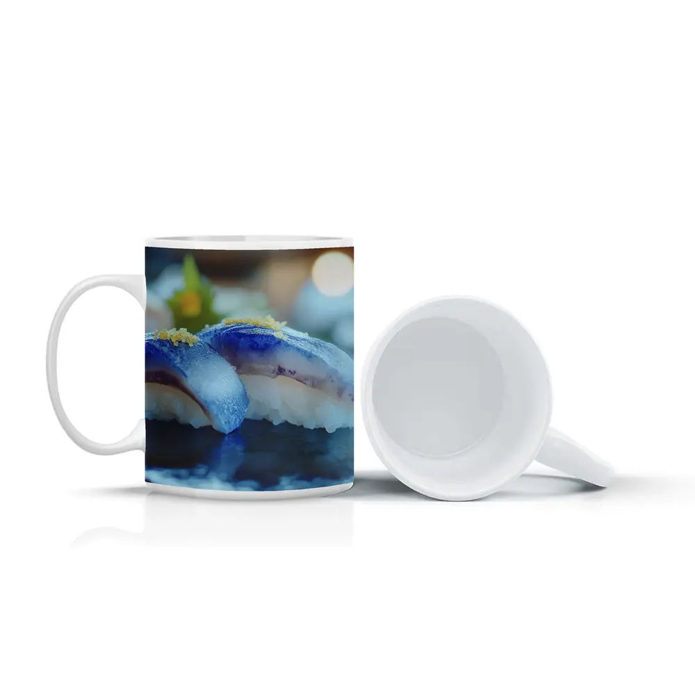 Blue Nigiri Sushi On Dark Slate – Mugs