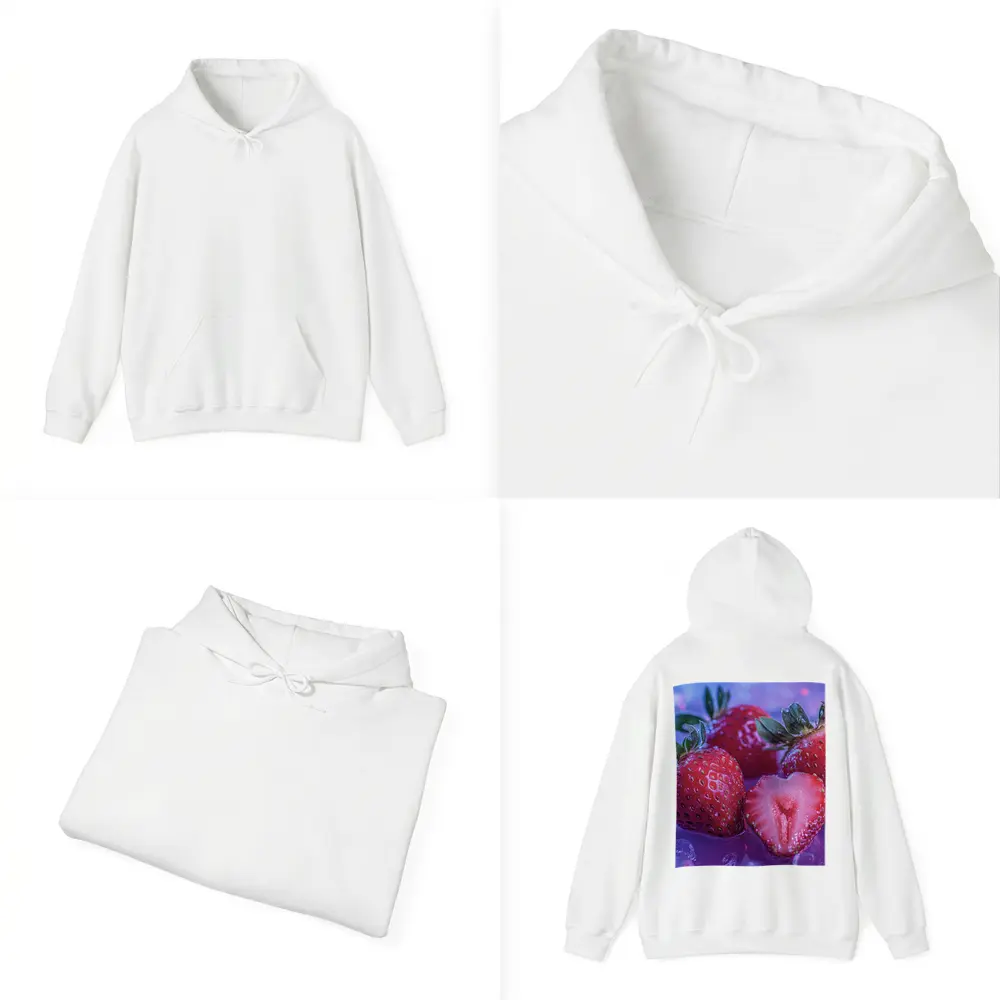 Fresh Strawberries on Blue Purple Background – Hoodies
