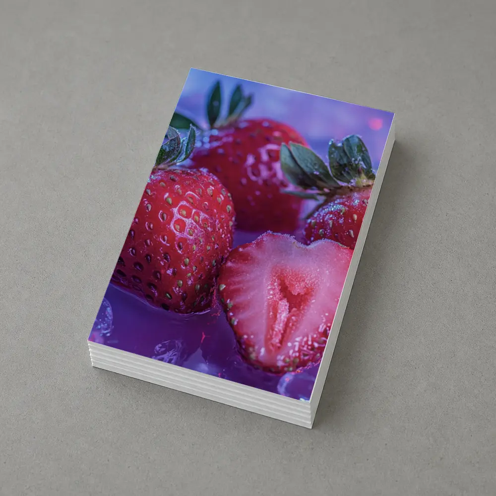 Fresh Strawberries on Blue Purple Background – Postcards