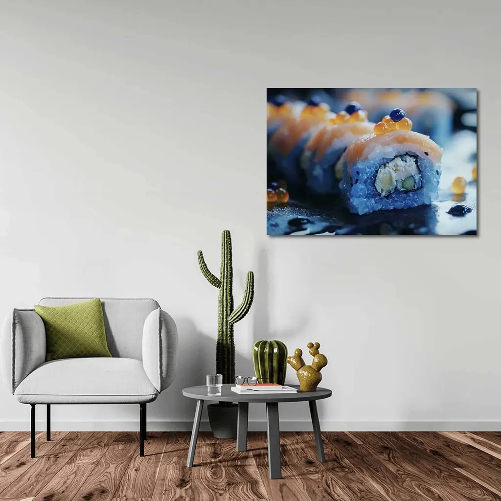 Salmon Sushi Roll With Caviar Close Up – Wall Art