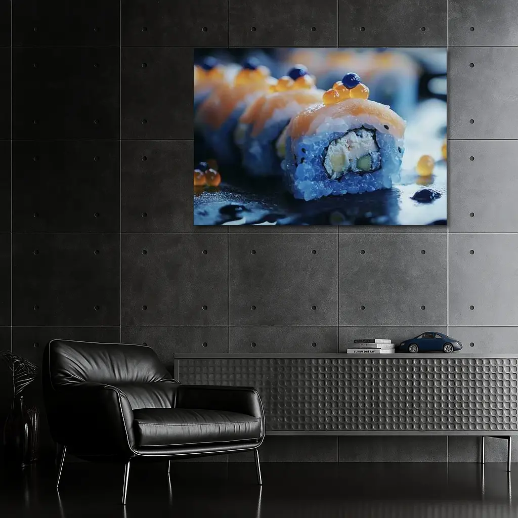 Salmon Sushi Roll With Caviar Close Up – Wall Art