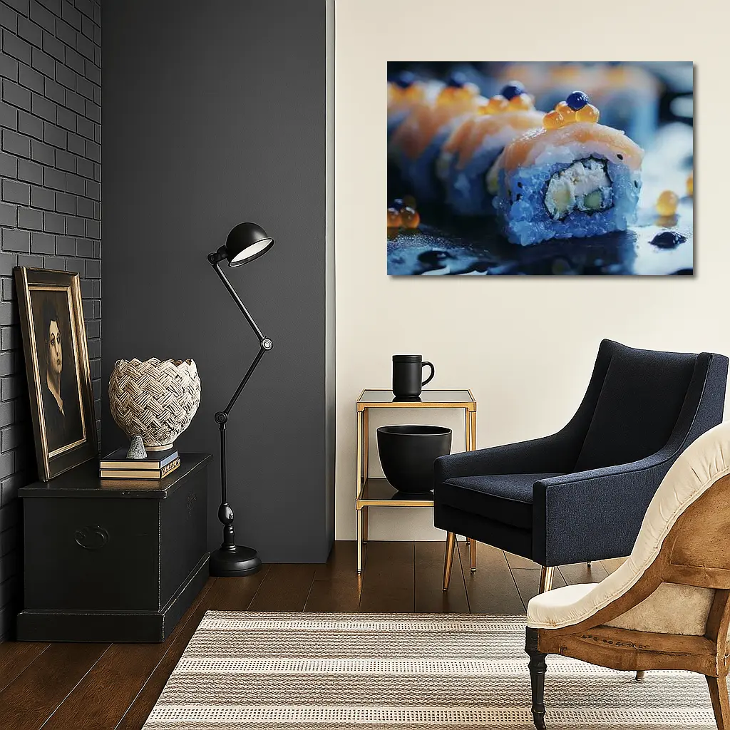 Salmon Sushi Roll With Caviar Close Up – Wall Art