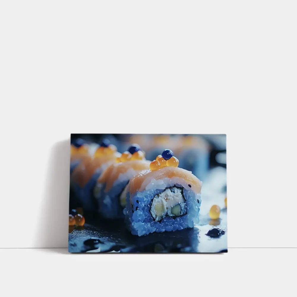 Salmon Sushi Roll With Caviar Close Up – Wall Art