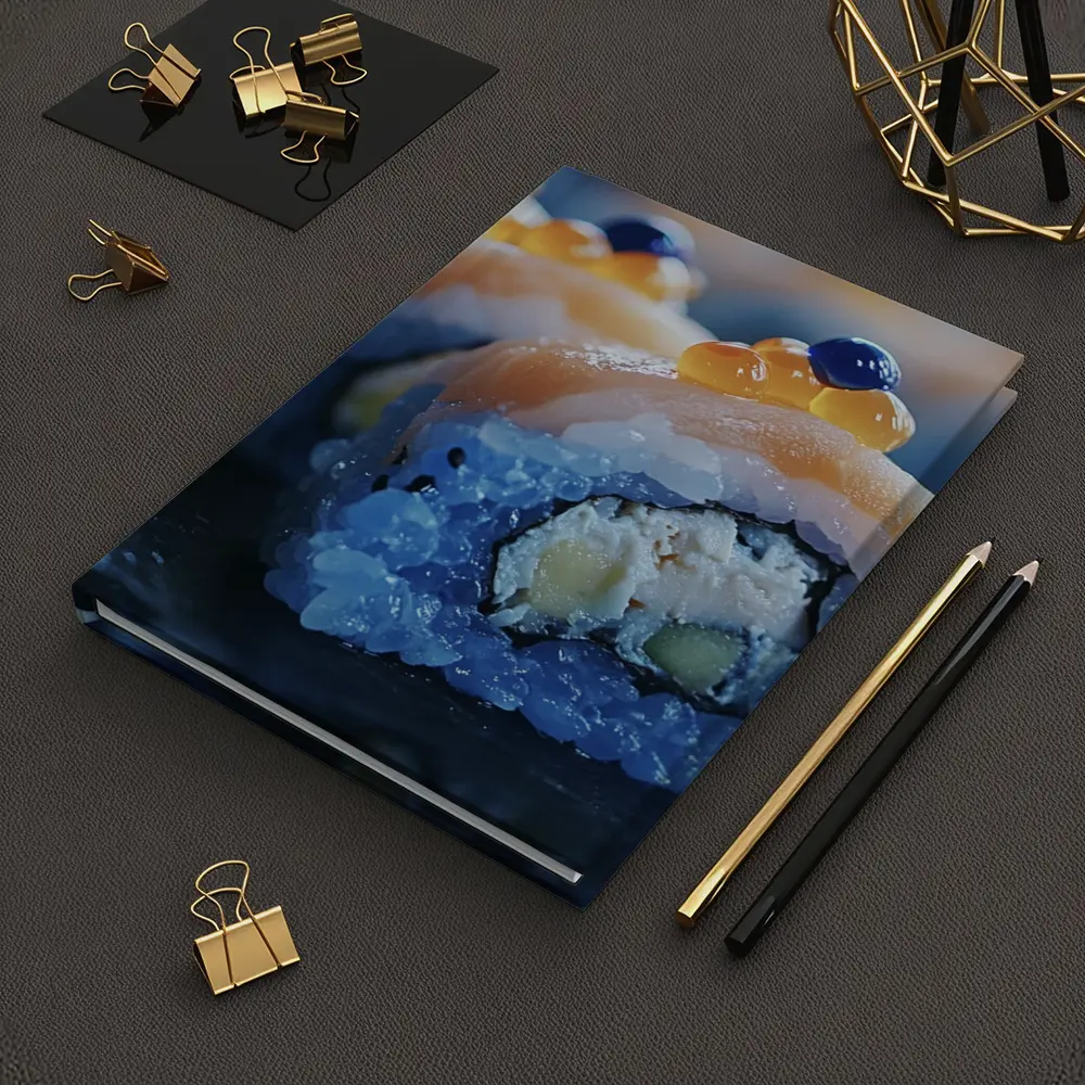 Salmon Sushi Roll With Caviar Close Up – Notebooks