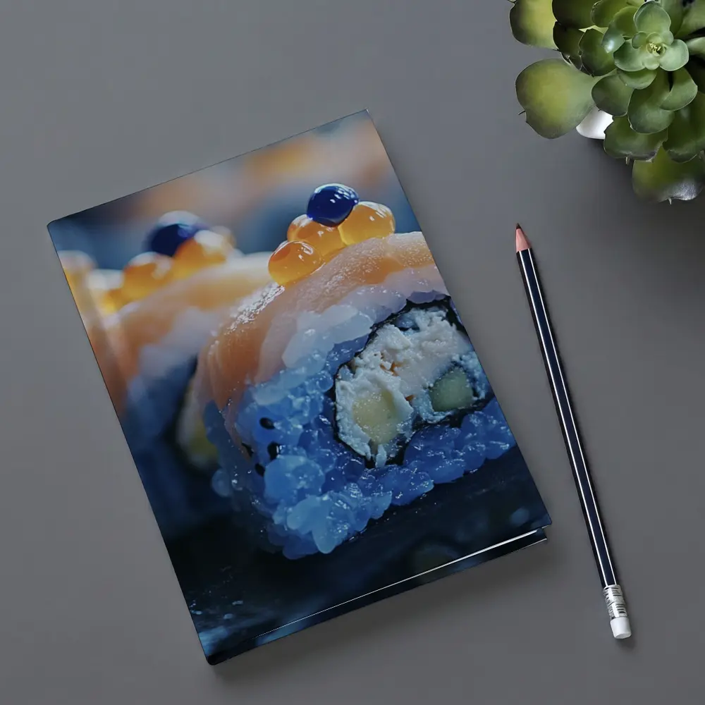 Salmon Sushi Roll With Caviar Close Up – Notebooks