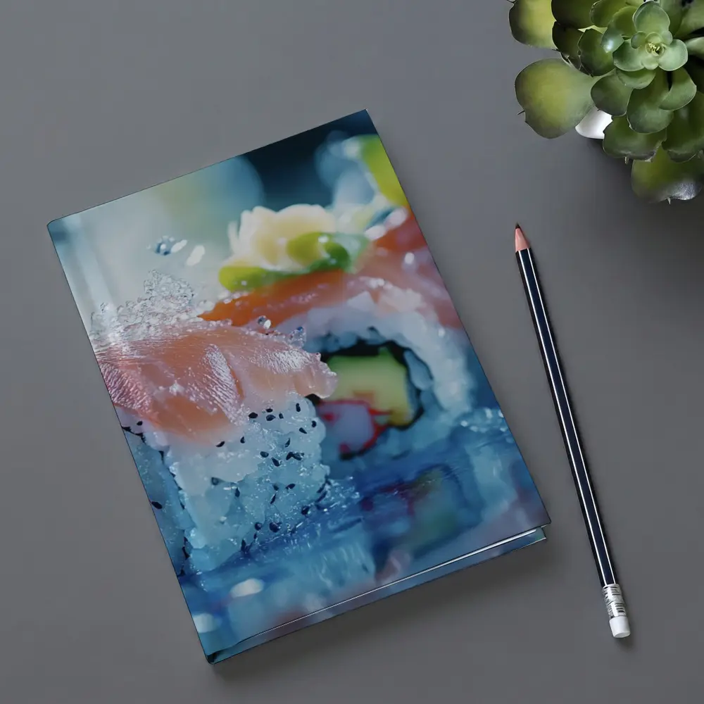 Salmon Sushi Rolls Blue Water Splash – Notebooks