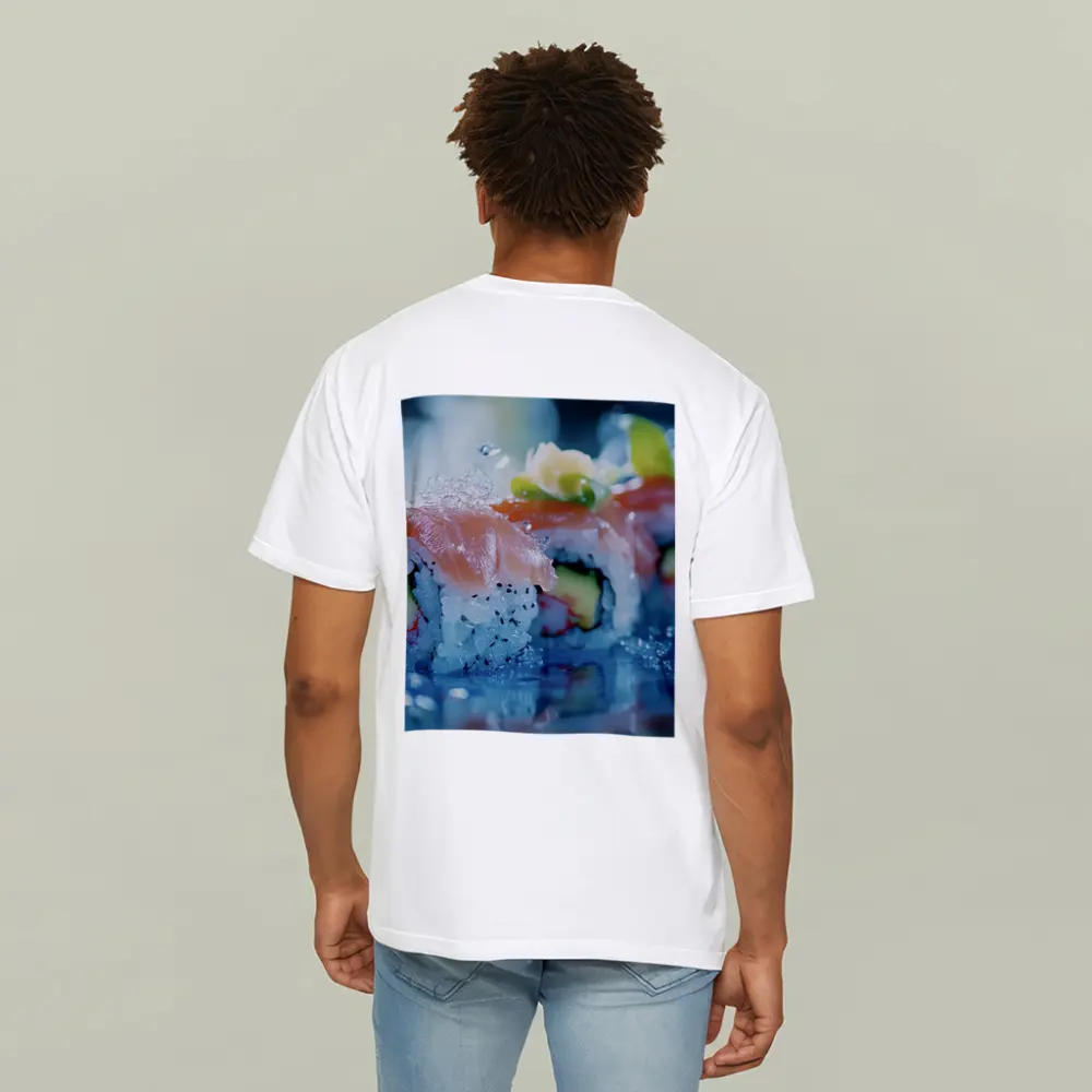 Salmon Sushi Rolls Blue Water Splash – T-Shirts