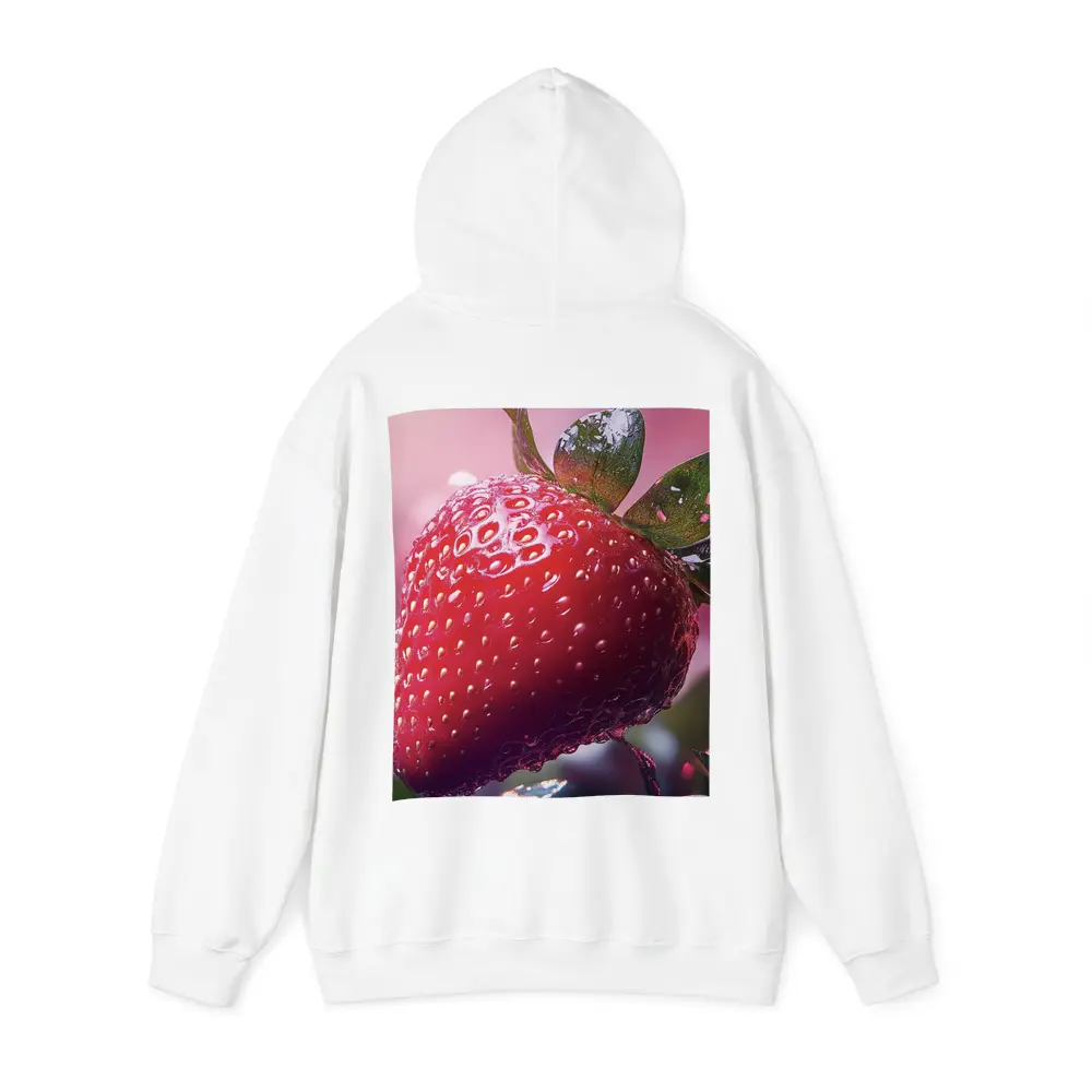 Red Strawberry Close Up Pink Bokeh Background – Hoodies