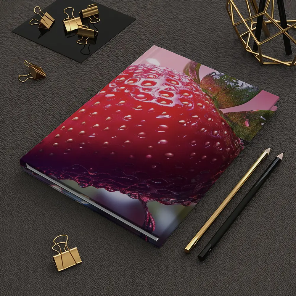 Red Strawberry Close Up Pink Bokeh Background – Notebooks