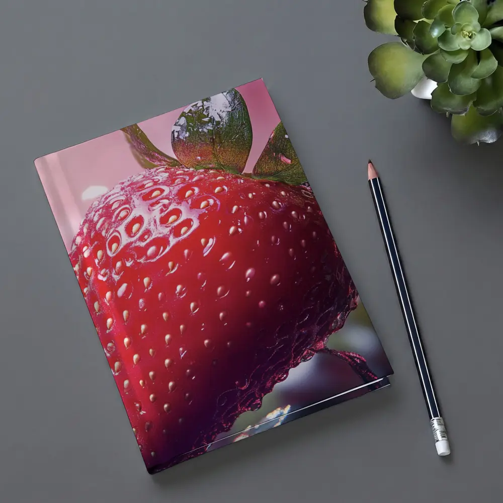 Red Strawberry Close Up Pink Bokeh Background – Notebooks
