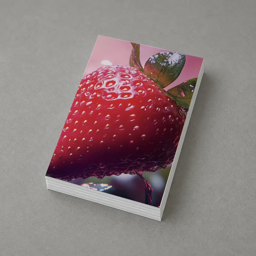 Red Strawberry Close Up Pink Bokeh Background – Postcards