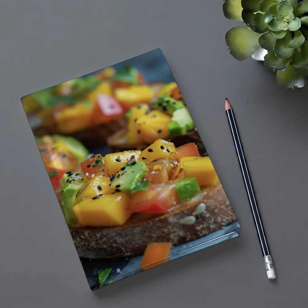 Mango Avocado Bruschetta on Rustic Board – Notebooks