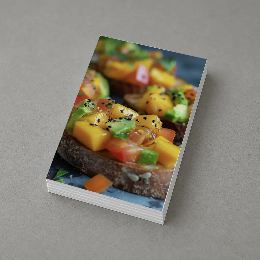 Mango Avocado Bruschetta on Rustic Board – Postcards