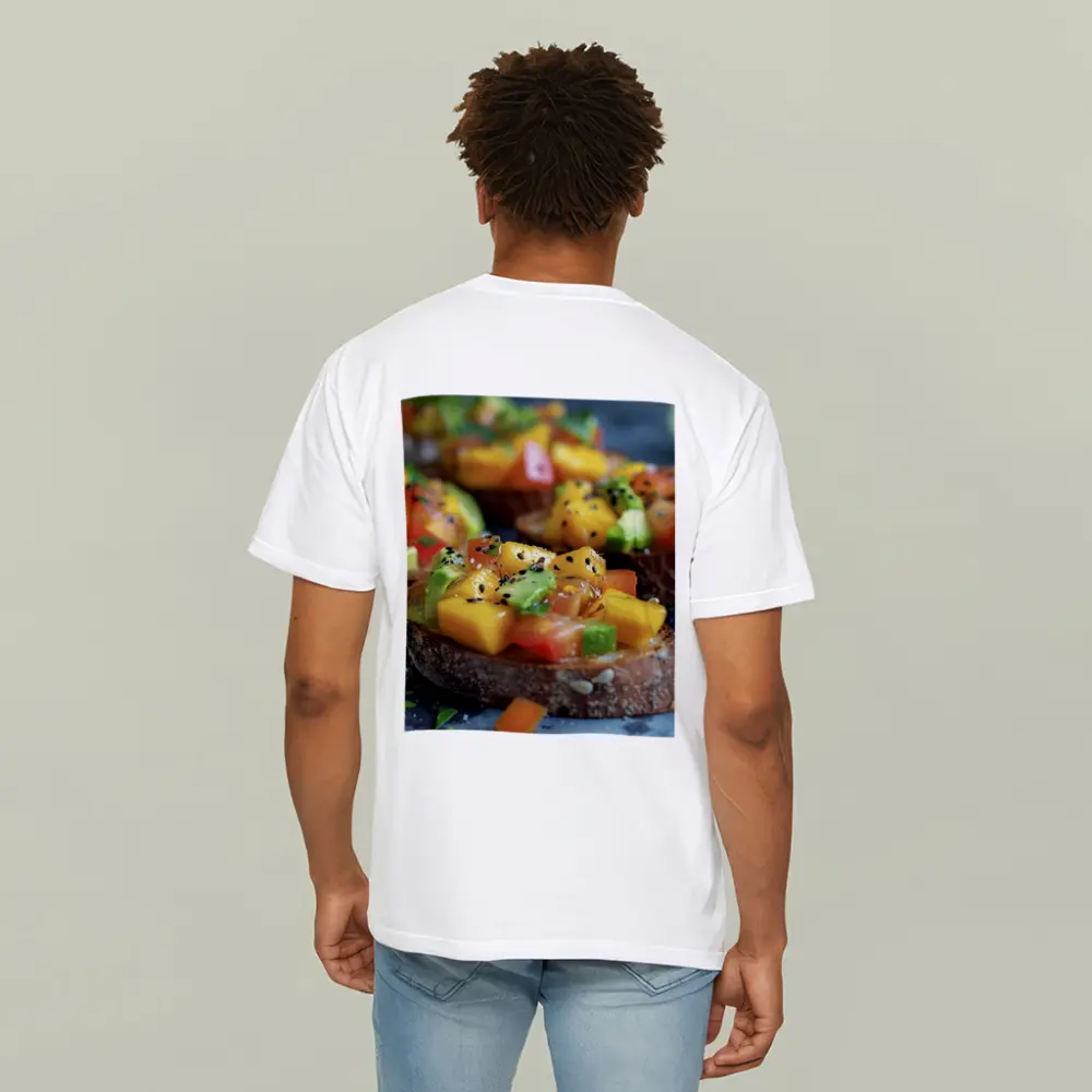 Mango Avocado Bruschetta on Rustic Board – T-Shirts