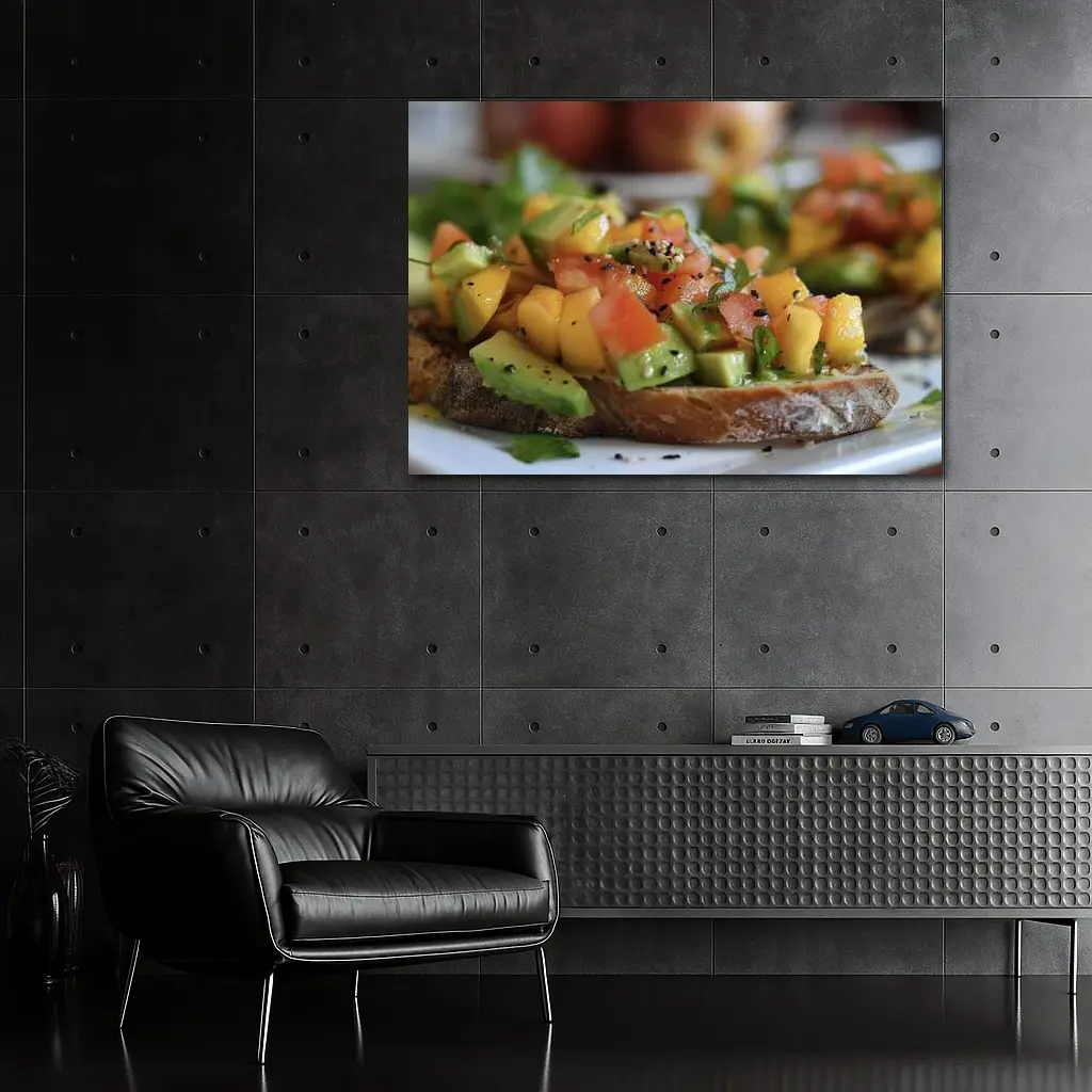 Avocado Mango Tomato Toast Close Up – Wall Art