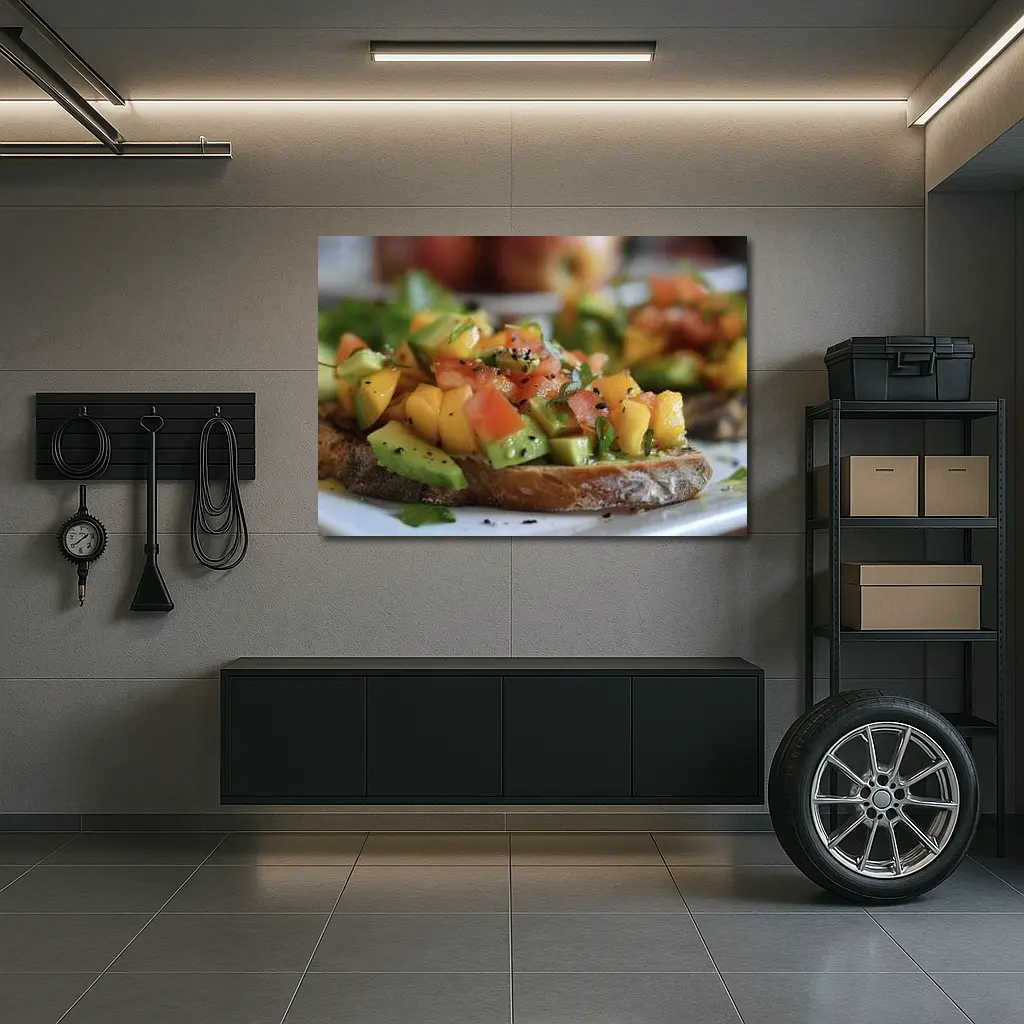 Avocado Mango Tomato Toast Close Up – Wall Art