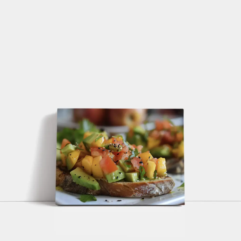 Avocado Mango Tomato Toast Close Up – Wall Art