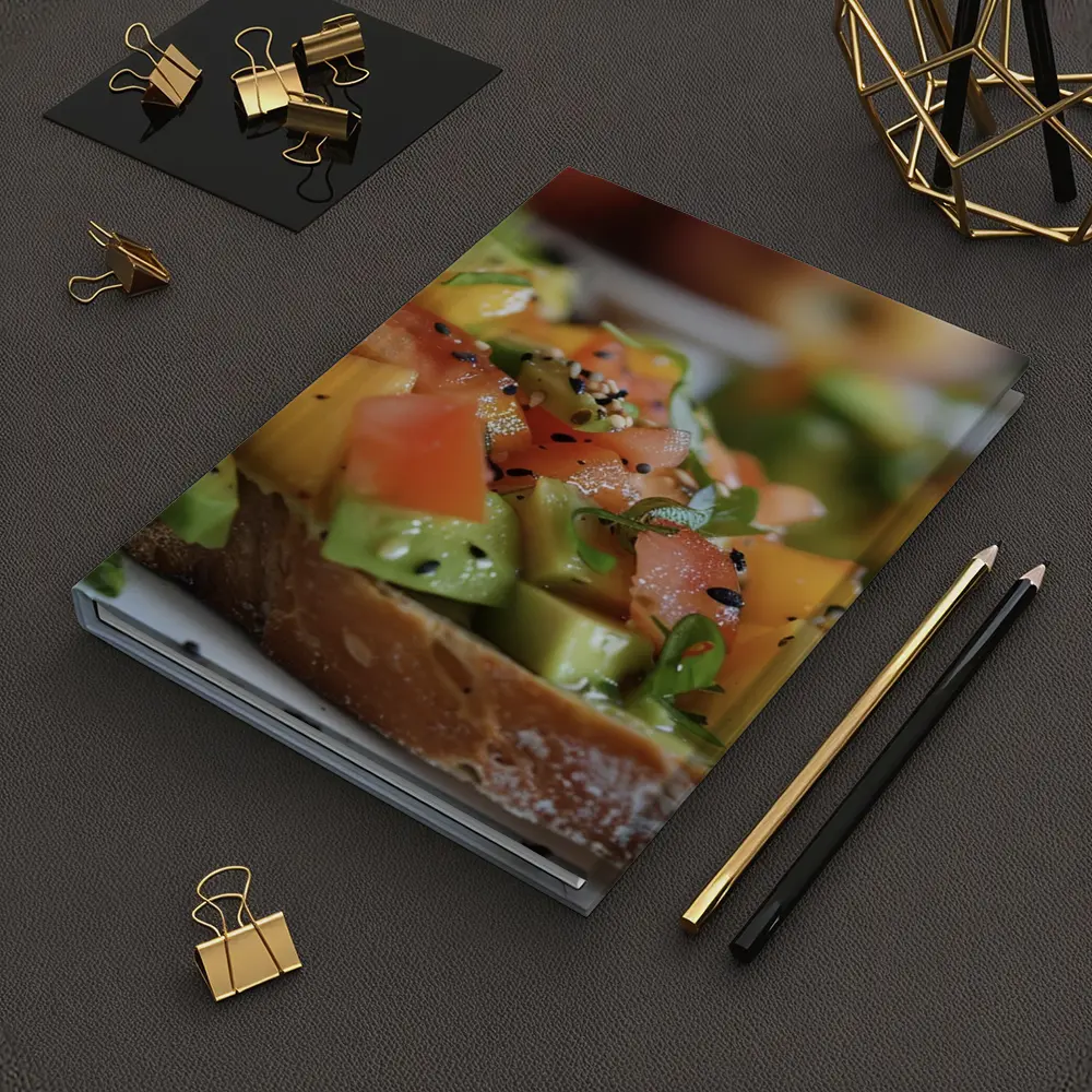 Avocado Mango Tomato Toast Close Up – Notebooks