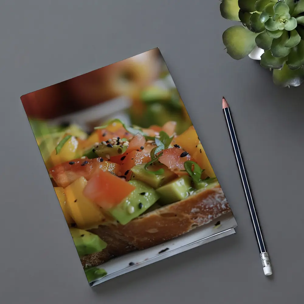 Avocado Mango Tomato Toast Close Up – Notebooks