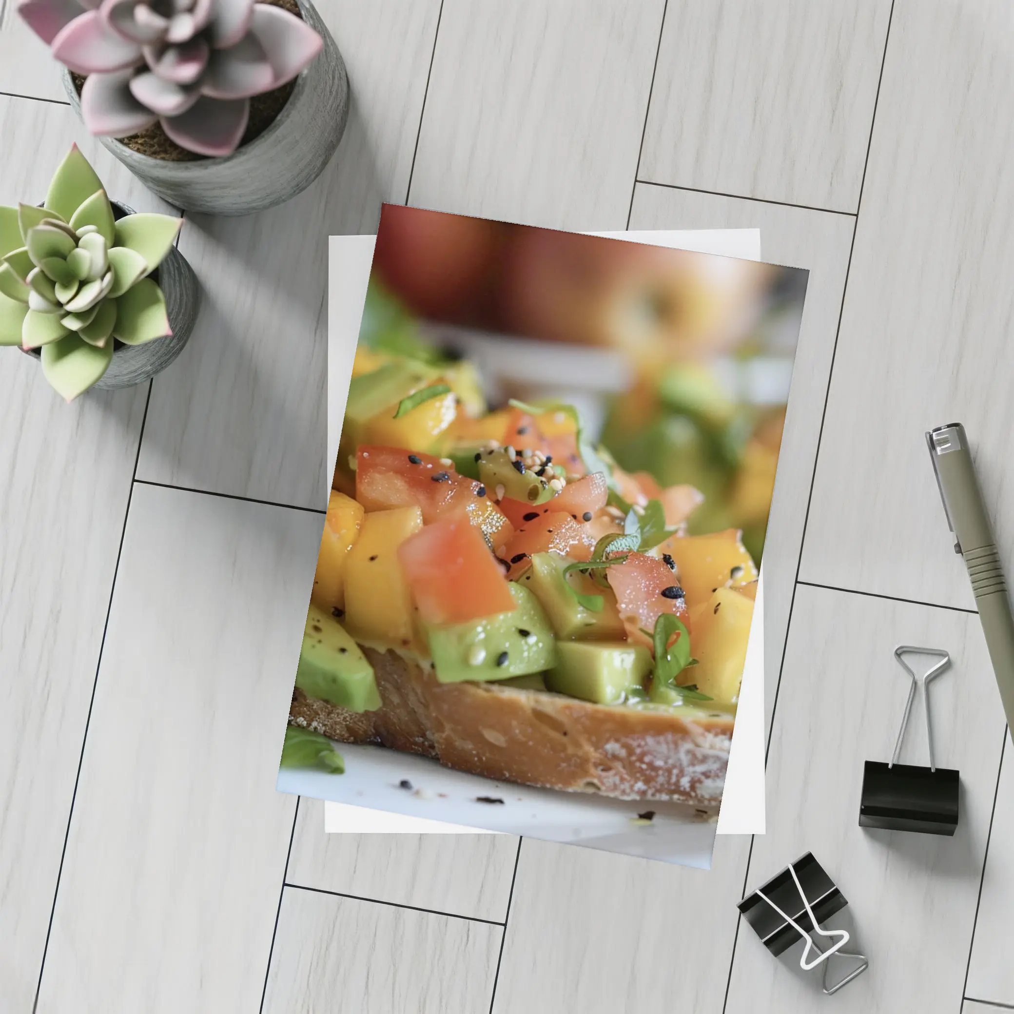 Avocado Mango Tomato Toast Close Up – Postcards