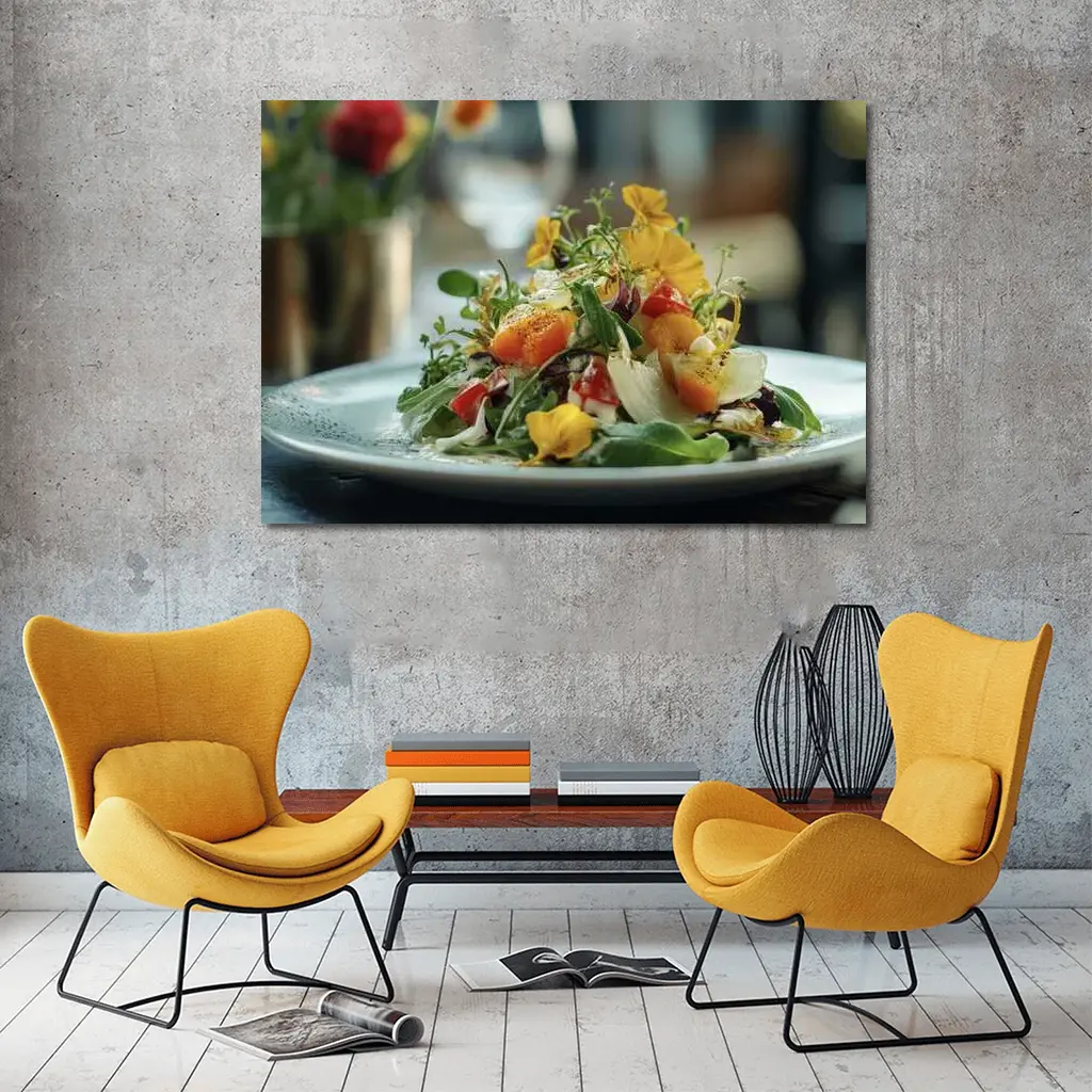 Fresh Garden Salad With Edible Flowers – Wall Art