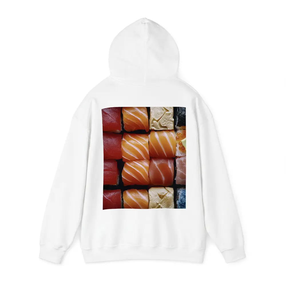 Fresh Sushi Rolls Close Up Overhead View – Hoodies