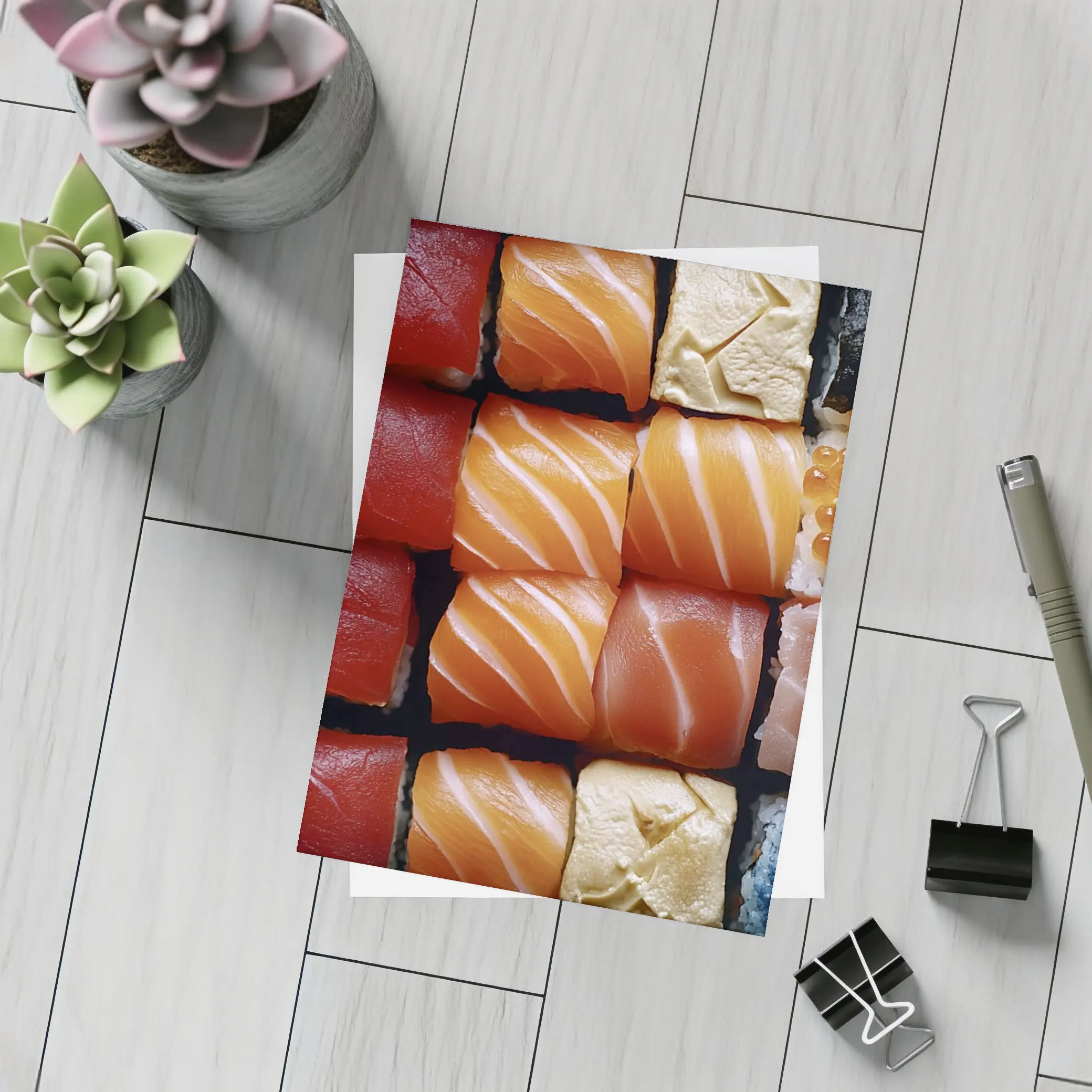 Fresh Sushi Rolls Close Up Overhead View – Postcards
