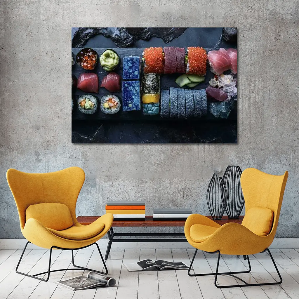 Sushi Platter Spread On Dark Slate – Wall Art