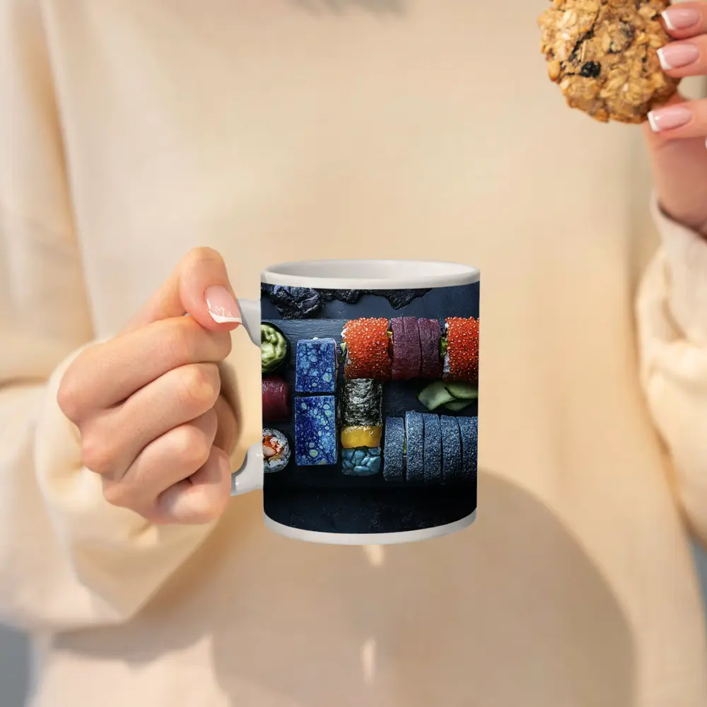 Sushi Platter Spread On Dark Slate – Mugs
