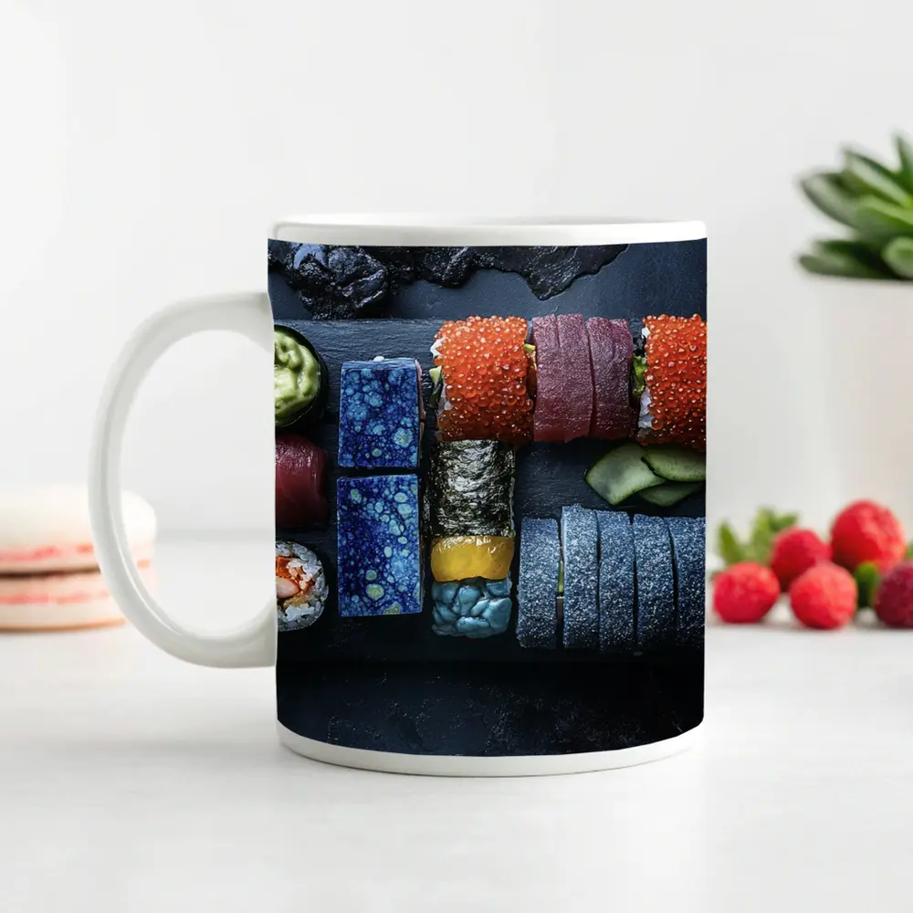 Sushi Platter Spread On Dark Slate – Mugs