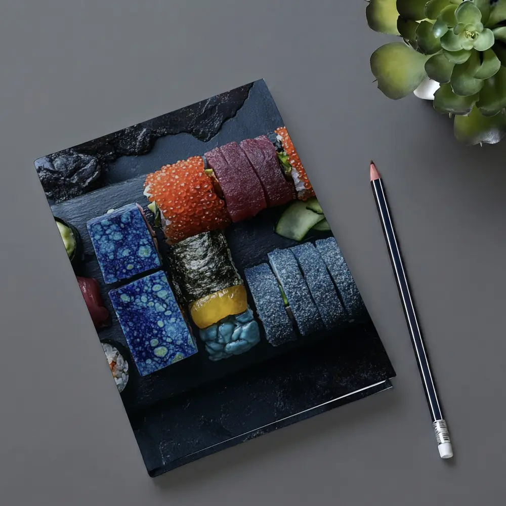 Sushi Platter Spread On Dark Slate – Notebooks