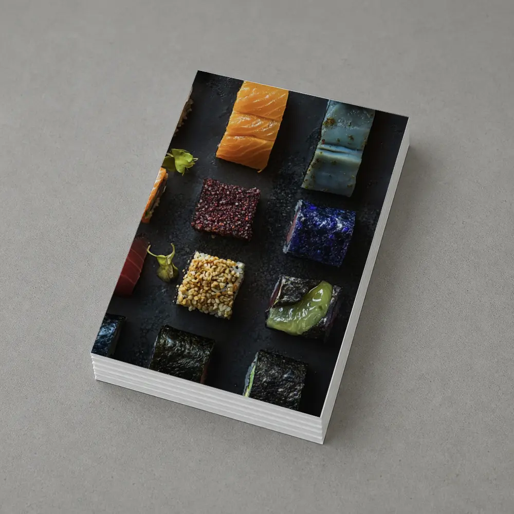 Assorted Sushi Rolls Dark Stone Background – Postcards