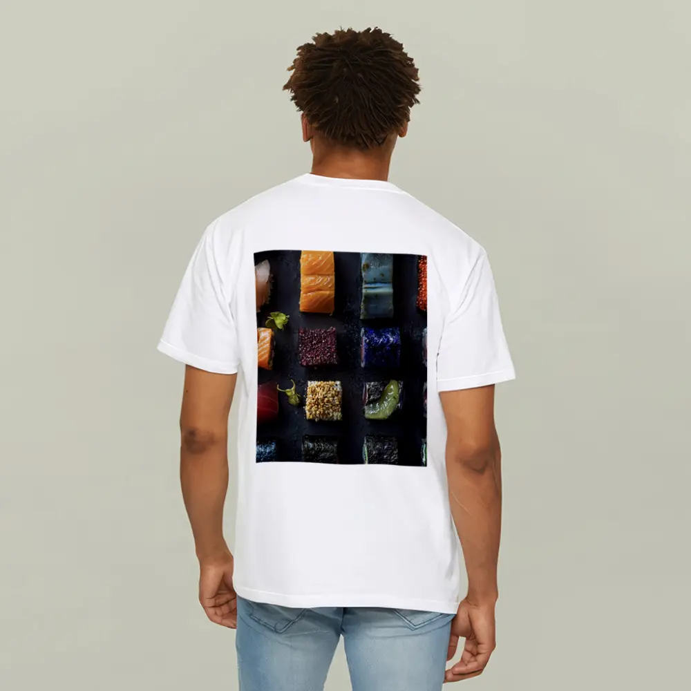 Assorted Sushi Rolls Dark Stone Background – T-Shirts