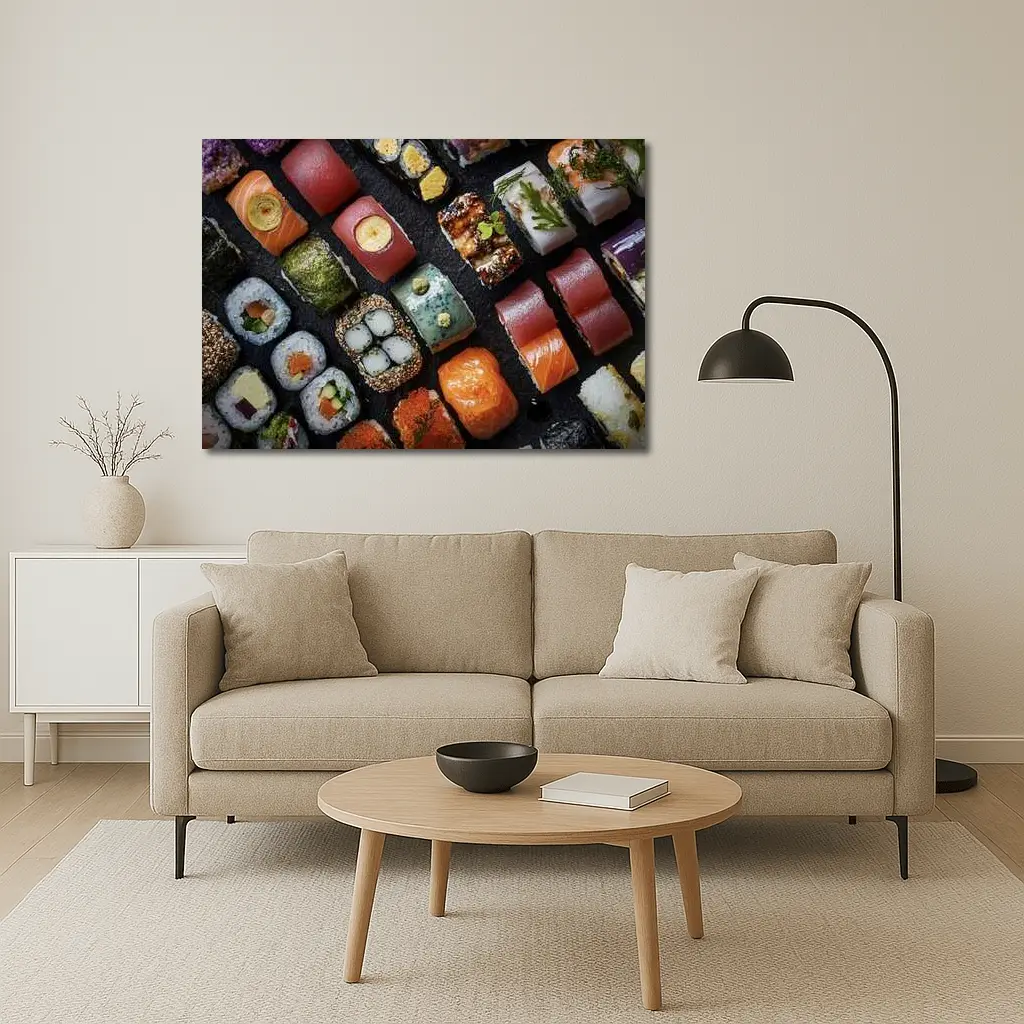 Assorted Sushi Platter Dark Stone Background – Wall Art