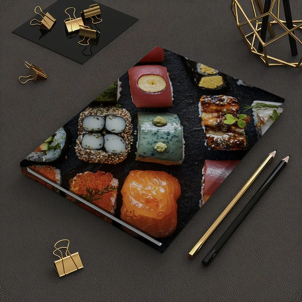 Assorted Sushi Platter Dark Stone Background – Notebooks
