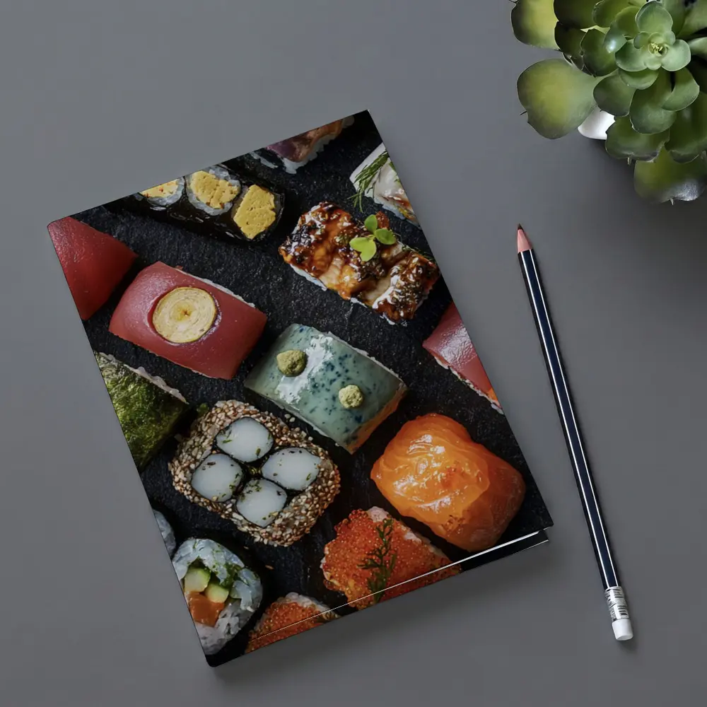 Assorted Sushi Platter Dark Stone Background – Notebooks