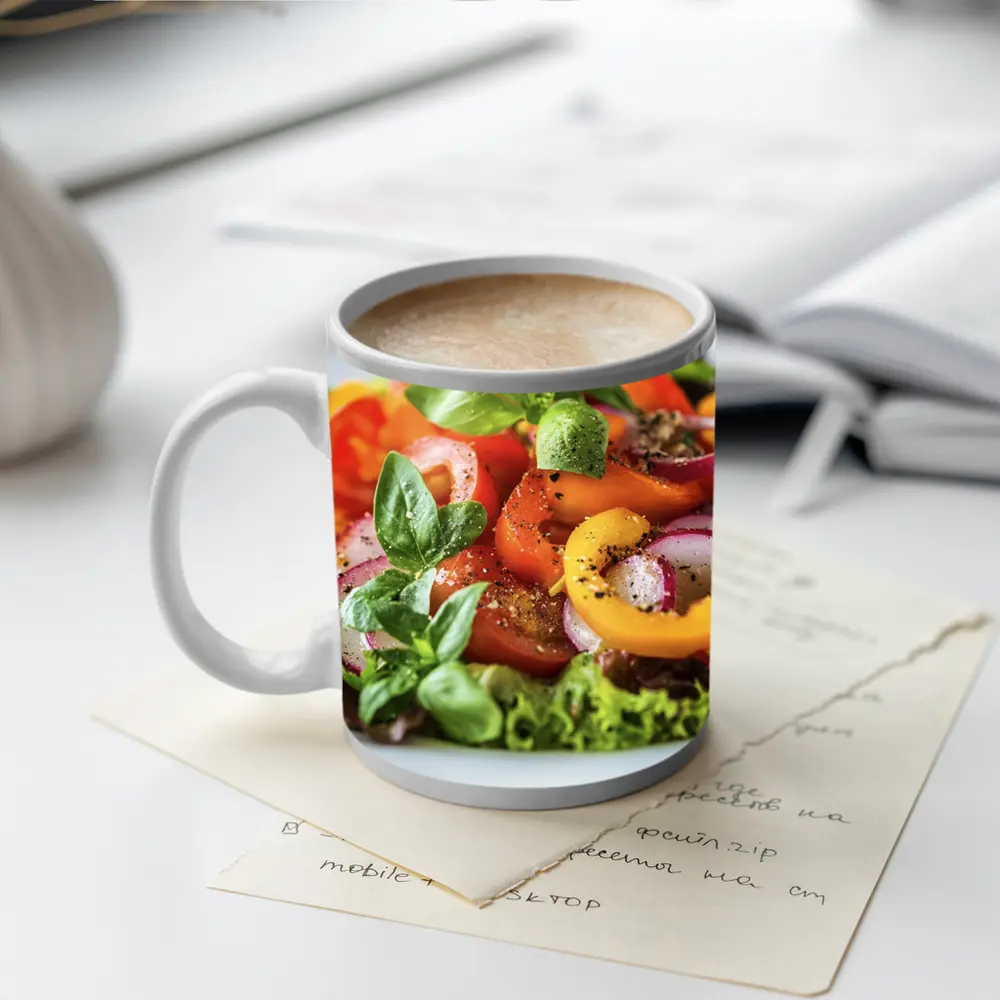 Fresh Garden Salad With Colorful Vegetables – Mugs