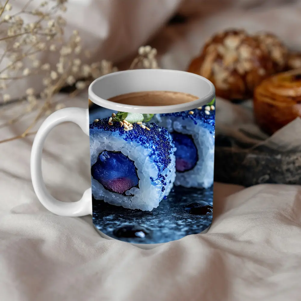 Blue Caviar Sushi Rolls Dark Stone Plate – Mugs