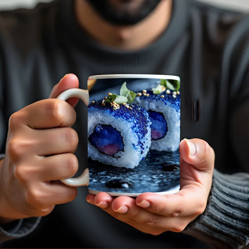 Blue Caviar Sushi Rolls Dark Stone Plate – Mugs
