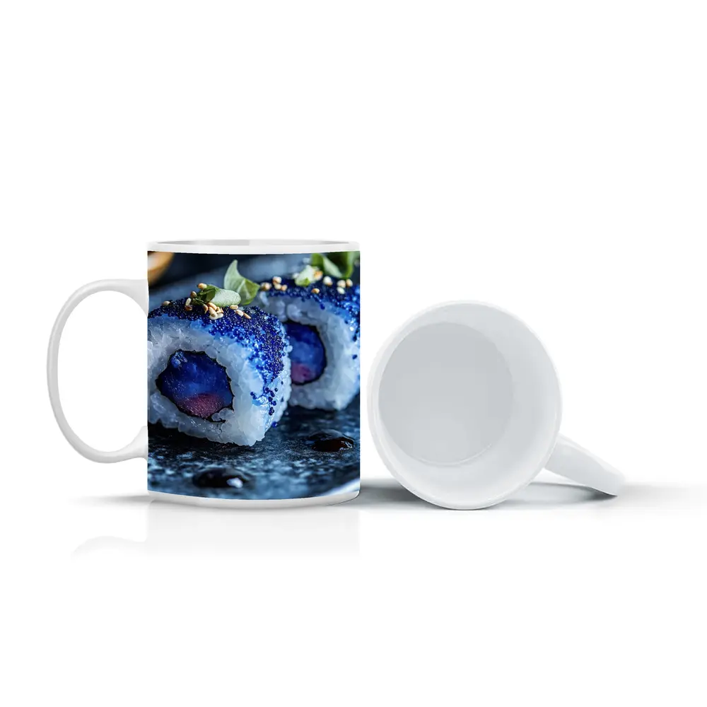 Blue Caviar Sushi Rolls Dark Stone Plate – Mugs