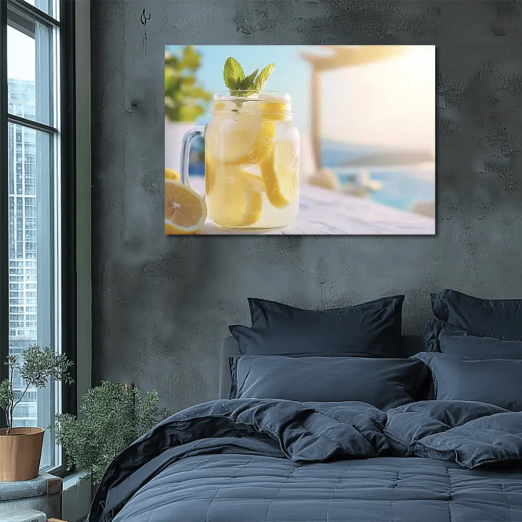 Lemonade Mason Jar Poolside Summer Scene – Wall Art