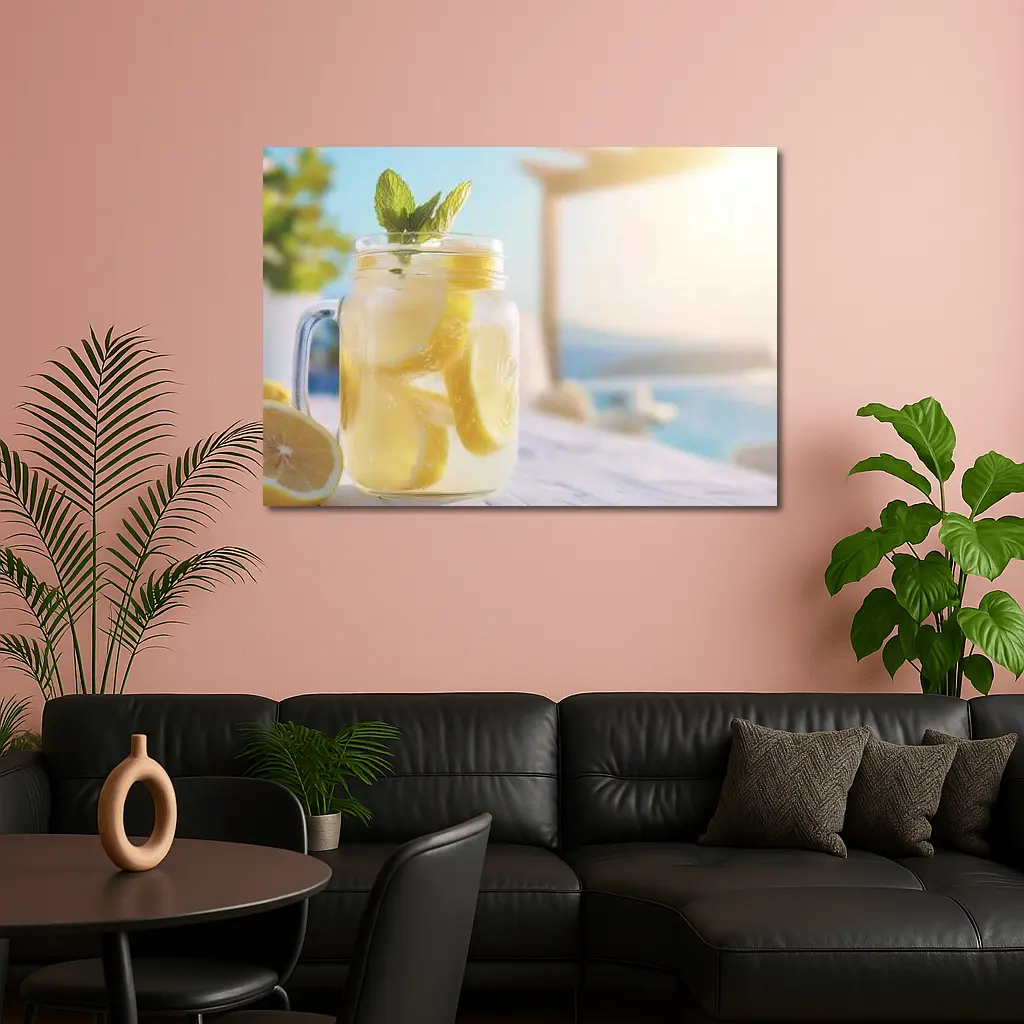 Lemonade Mason Jar Poolside Summer Scene – Wall Art