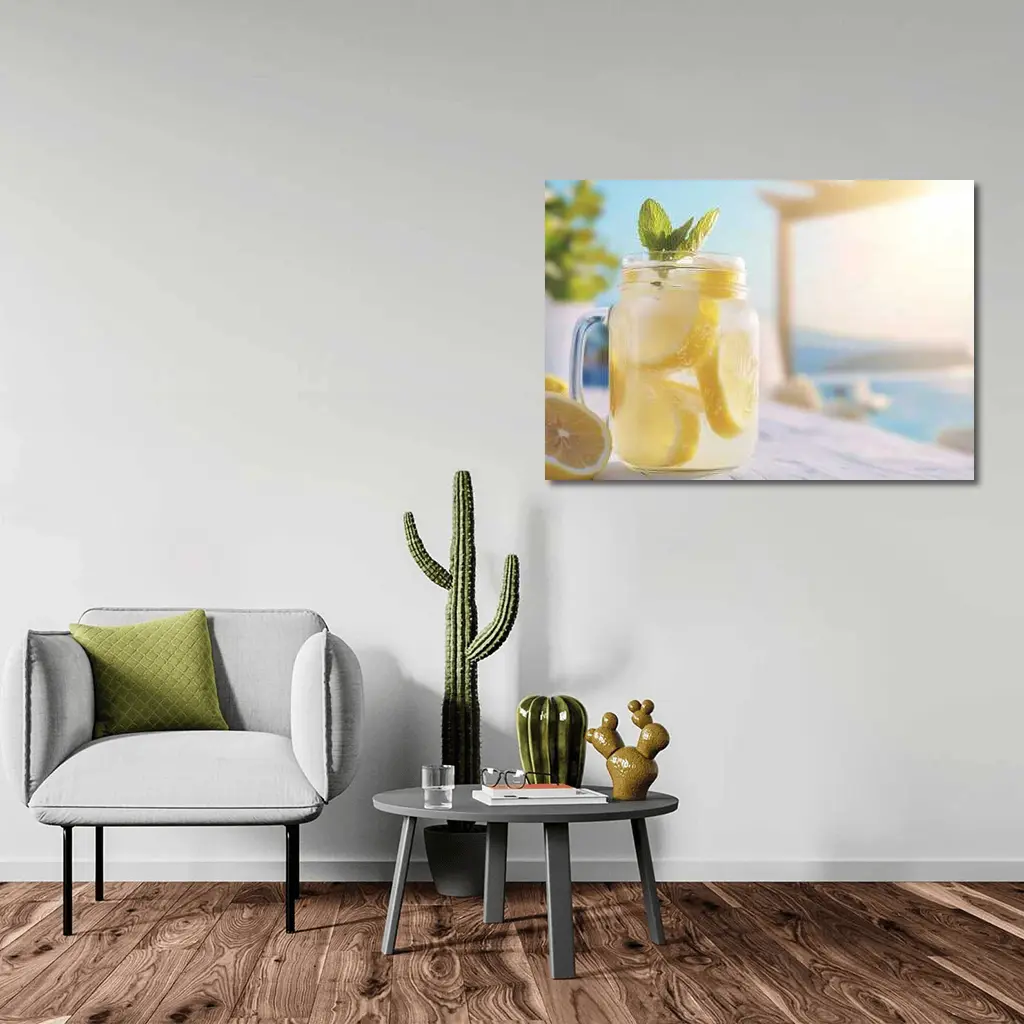 Lemonade Mason Jar Poolside Summer Scene – Wall Art