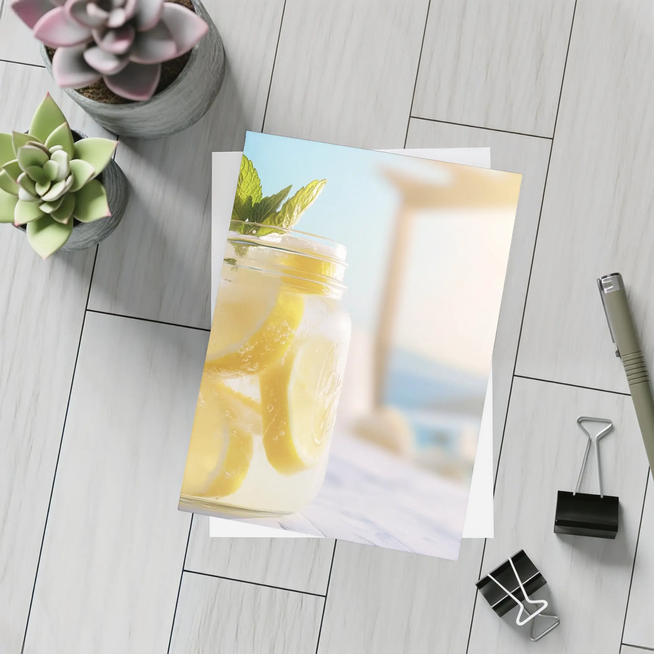 Lemonade Mason Jar Poolside Summer Scene – Postcards