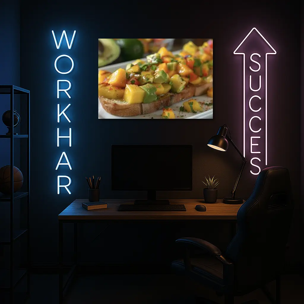 Mango Avocado Salsa Toast Close Up – Wall Art